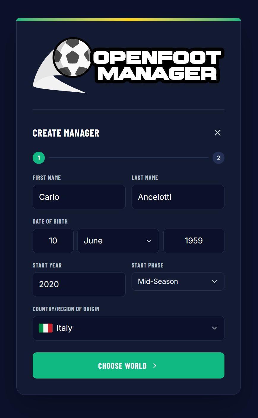 New Manager Starting Season